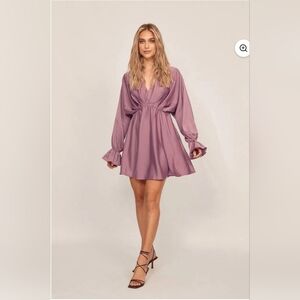 Glam Women's Elegant Mauve Ruffle Dress